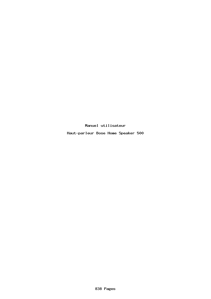 Page 1 de la notice Manuel utilisateur Bose Home Speaker 500