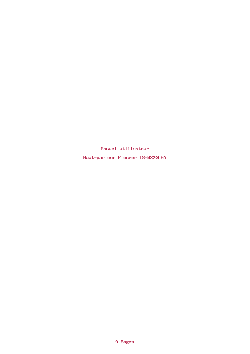 Page 1 de la notice Manuel utilisateur Pioneer TS-WX20LPA