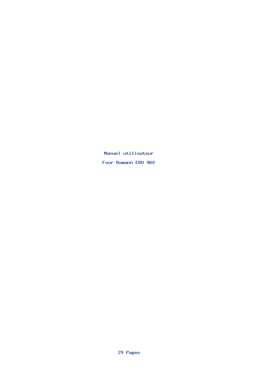 Page 1 de la notice Manuel utilisateur Bomann EBO 960