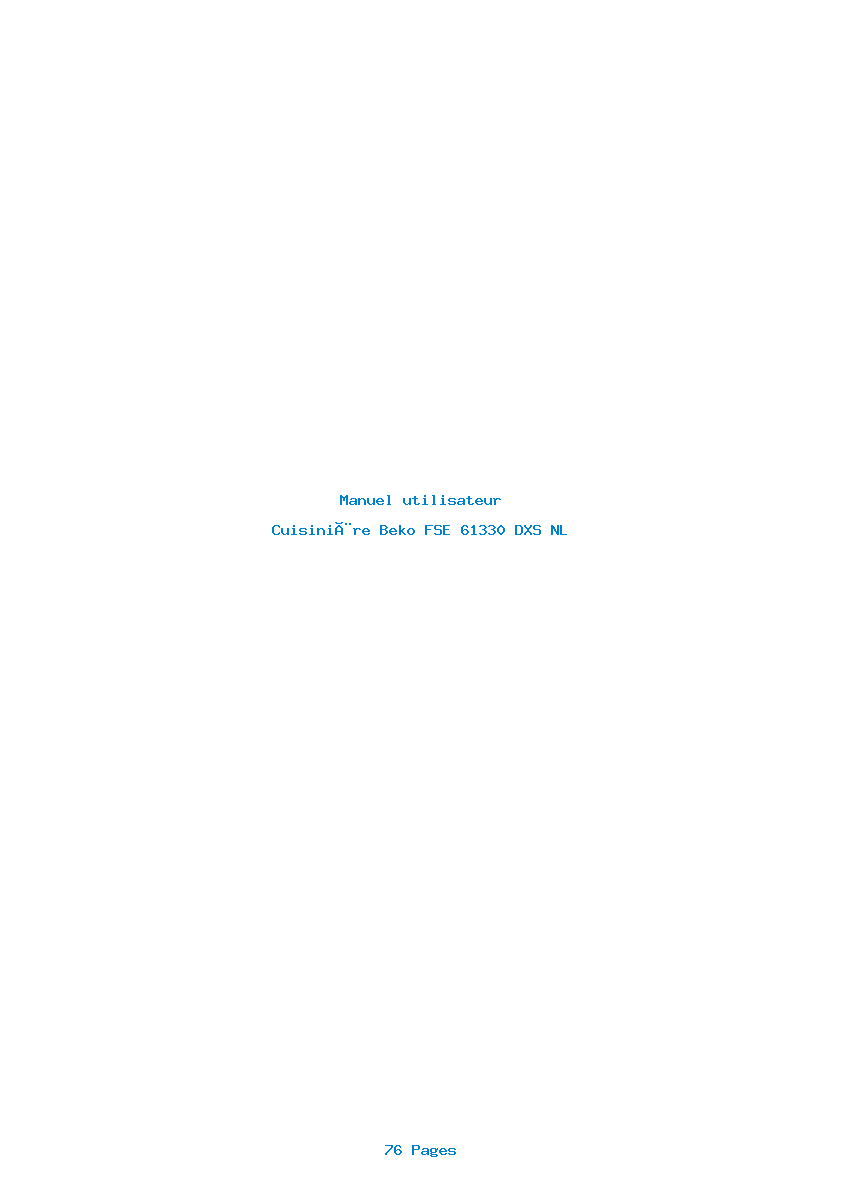 Page 1 de la notice Manuel utilisateur Beko FSE 61330 DXS NL