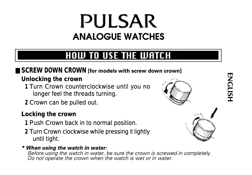 Page 1 of the manual User Manual Pulsar 1N00
