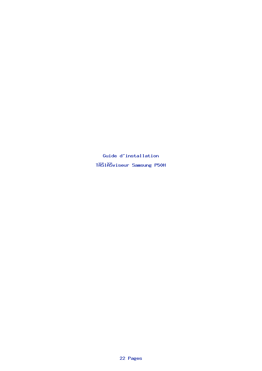 Page 1 de la notice Guide d'installation Samsung P50H