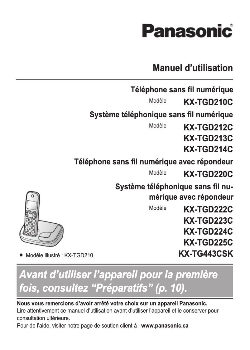 Imagen de la primera página del manual del dispositivo KX-TGD220