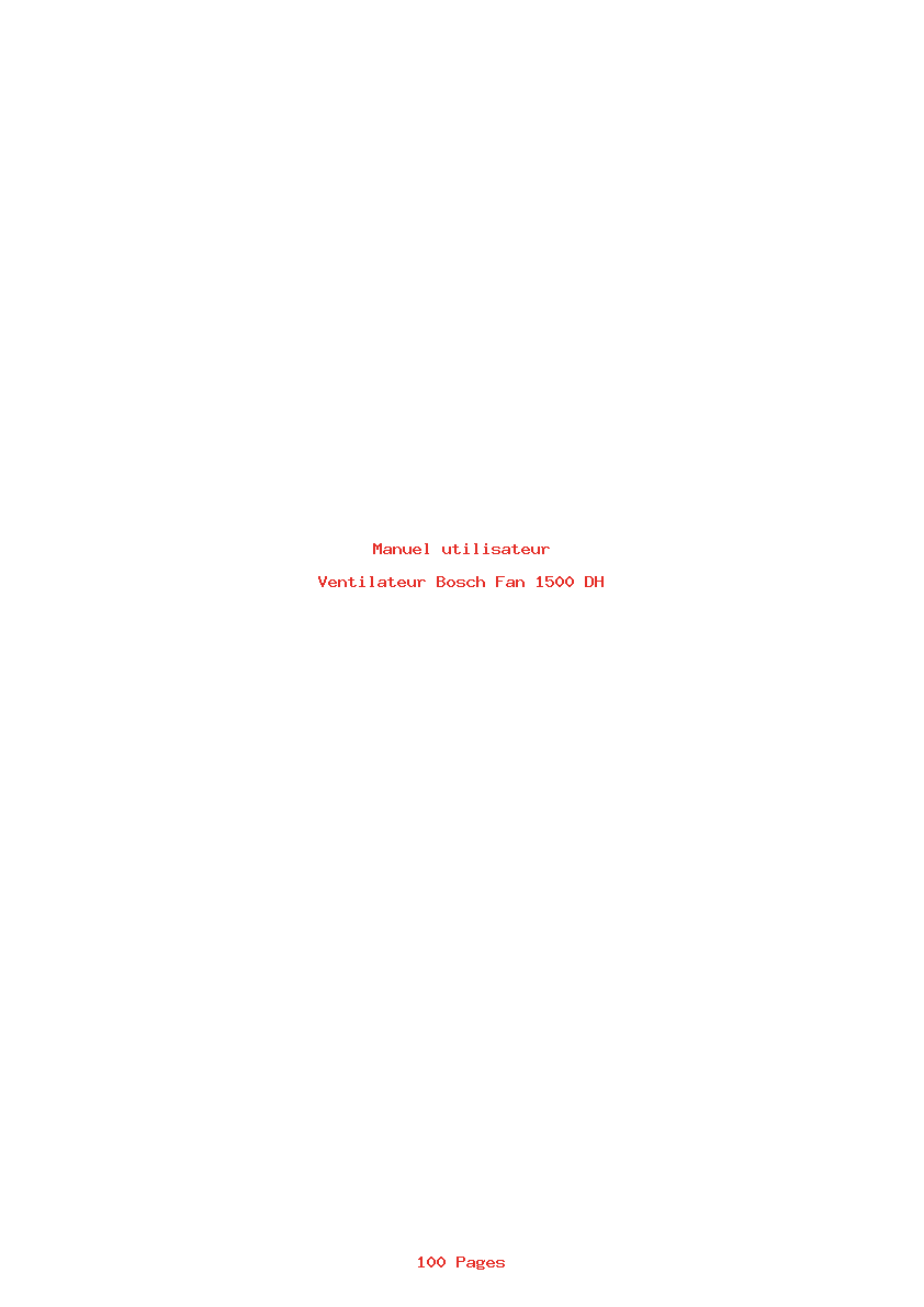 Page 1 de la notice Manuel utilisateur Bosch Fan 1500 DH