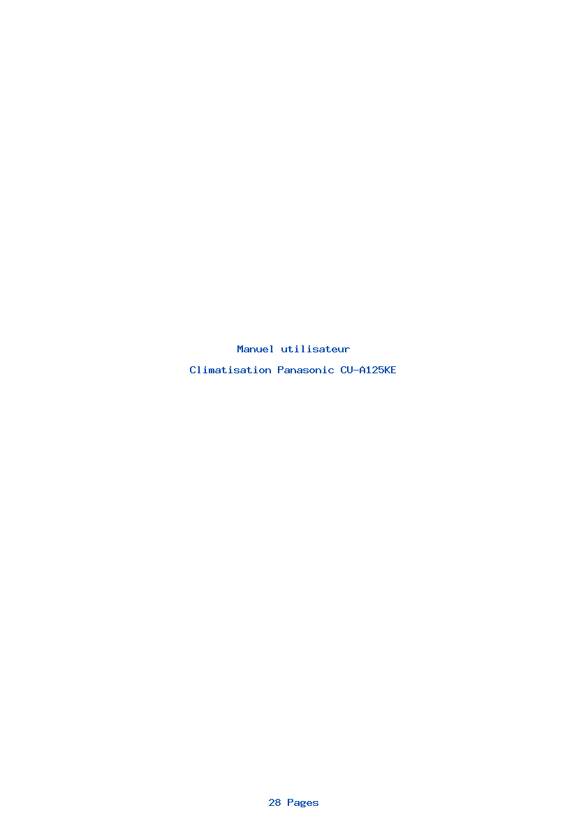 Page 1 de la notice Manuel utilisateur Panasonic CU-A125KE