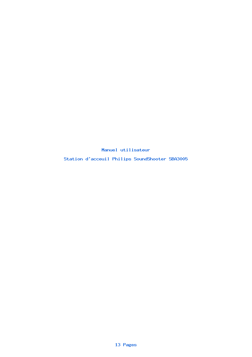 Page 1 de la notice Manuel utilisateur Philips SoundShooter SBA3005