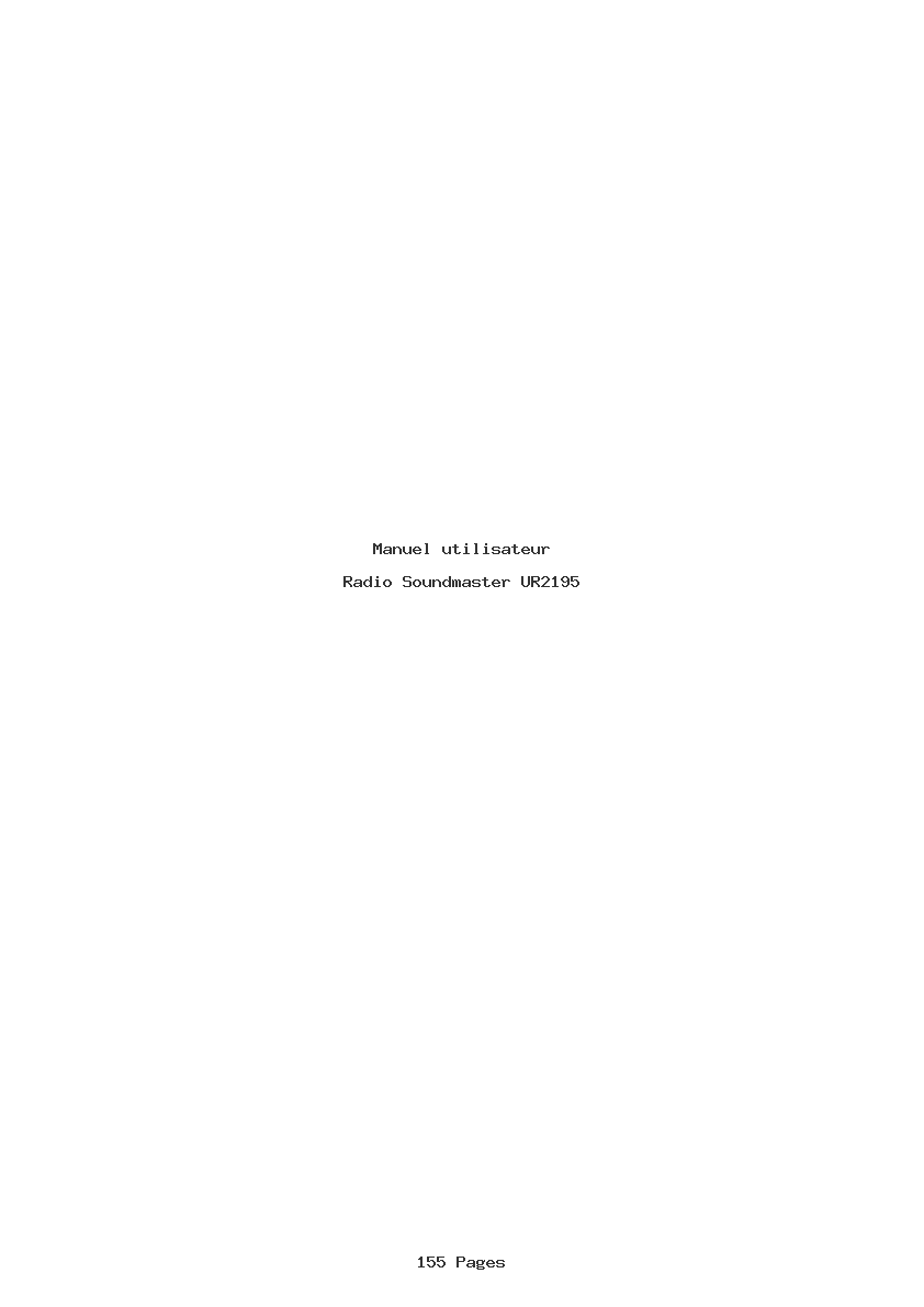 Page 1 de la notice Manuel utilisateur Soundmaster UR2195