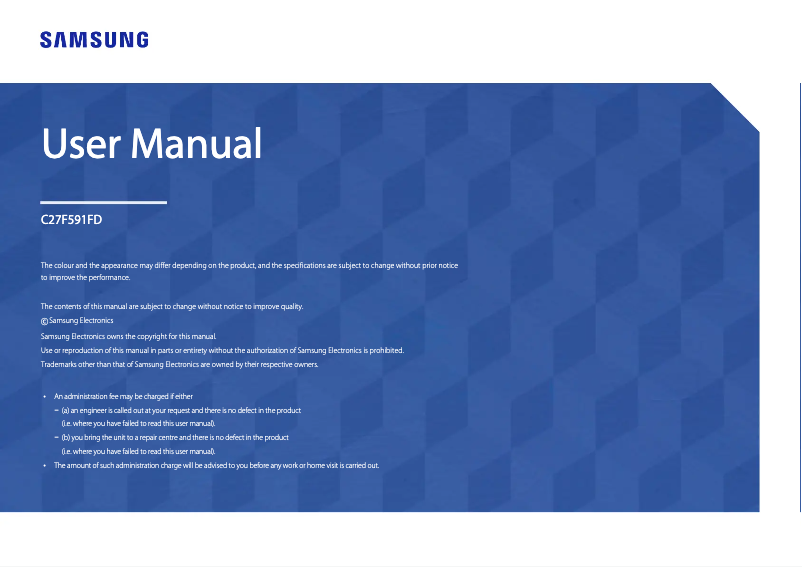 Page 1 de la notice Manuel utilisateur Samsung C27F591FDE