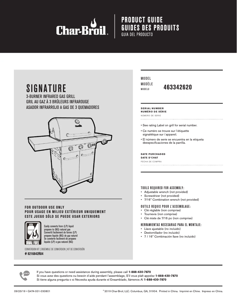 Page 1 of the manual User Manual Char-Broil Signature Amplifire 463342620