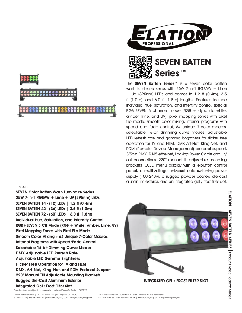 Page 1 de la notice Fiche technique Elation Seven Batten 14