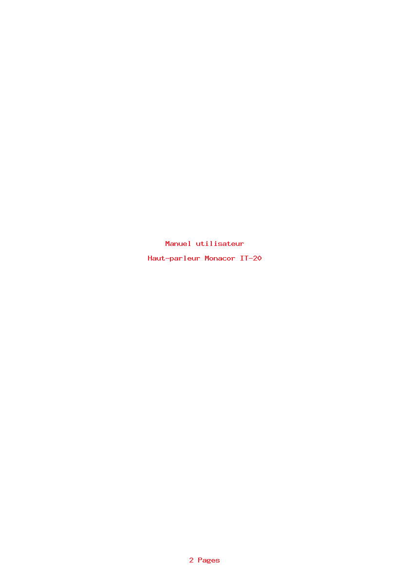 Page 1 de la notice Manuel utilisateur Monacor IT-20