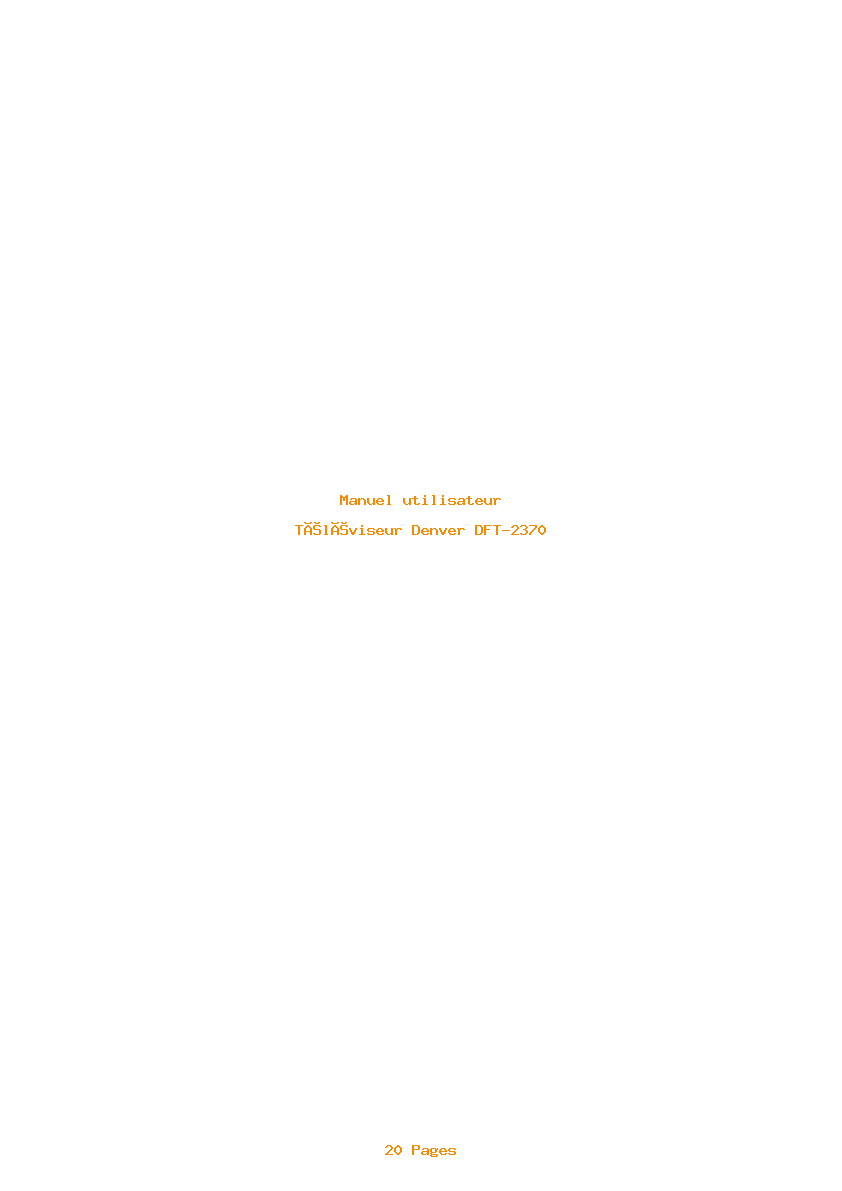 Page 1 de la notice Manuel utilisateur Denver DFT-2370