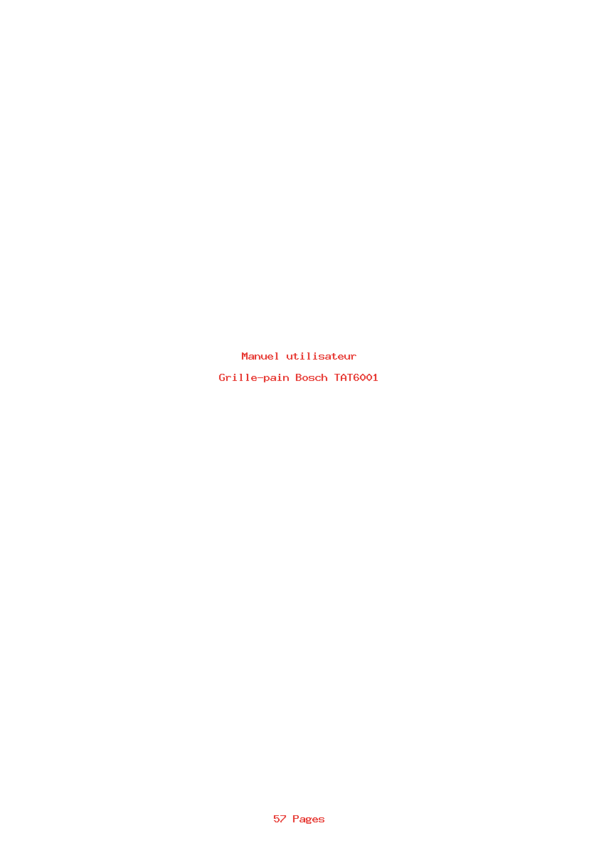 Page 1 de la notice Manuel utilisateur Bosch TAT6001