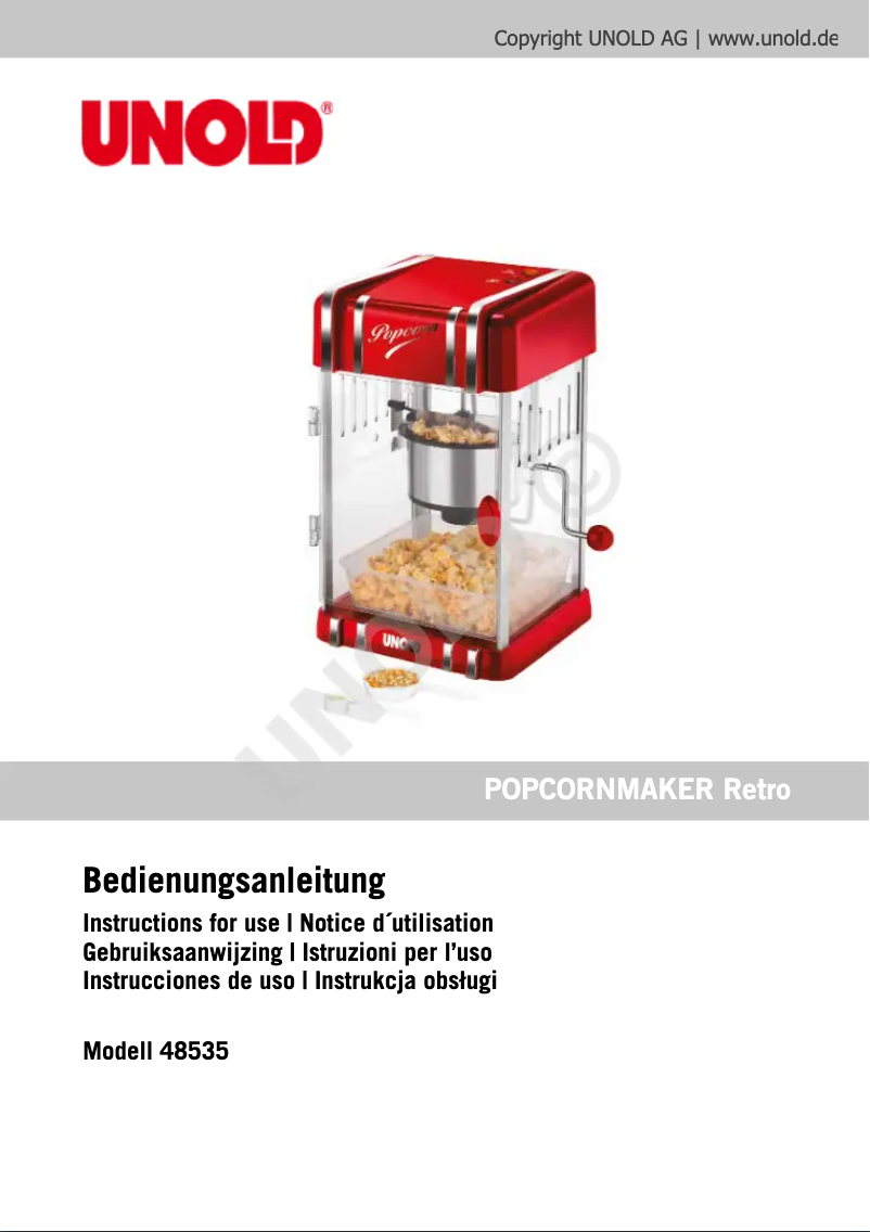 Page 1 of the manual User Manual Unold Retro 48535