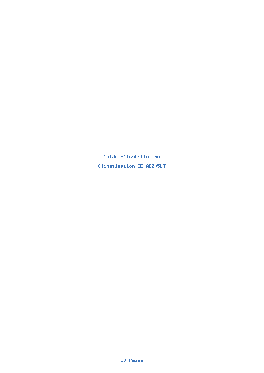 Page 1 de la notice Guide d'installation GE AEZ05LT