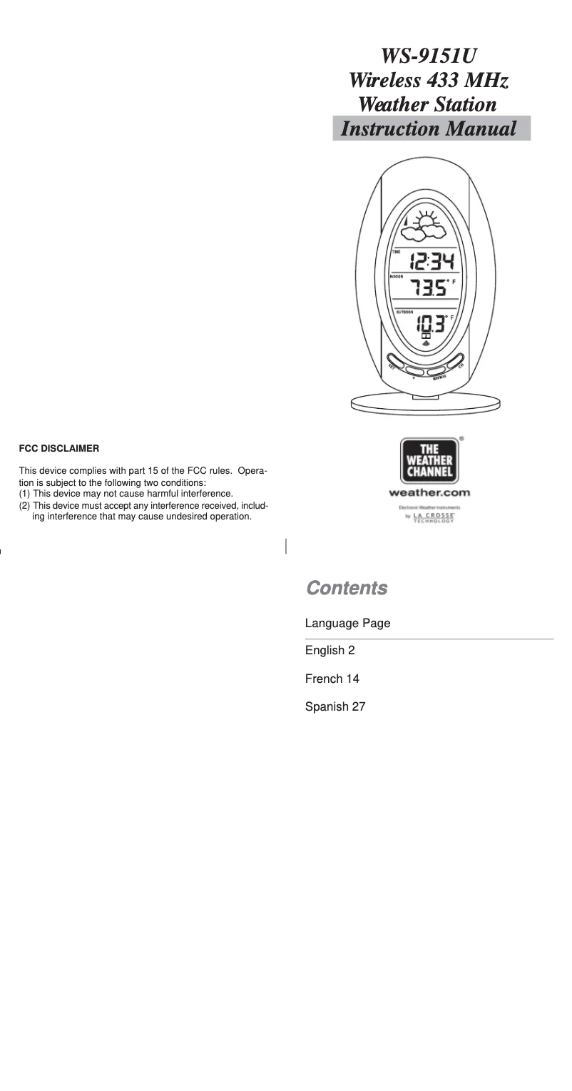 Page 1 de la notice Manuel utilisateur La Crosse Technology WS-9151U