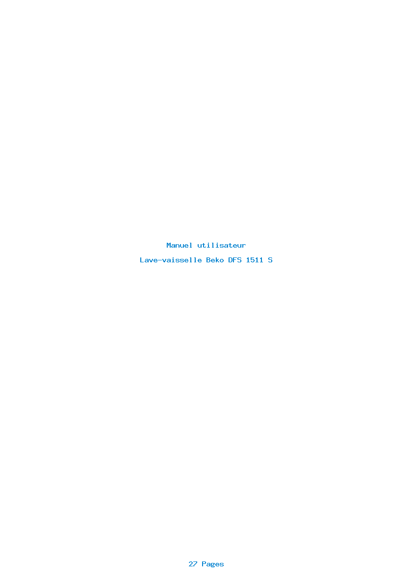 Page 1 de la notice Manuel utilisateur Beko DFS 1511 S