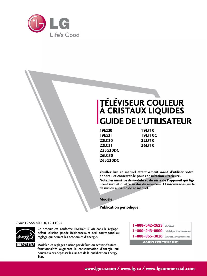 Page 1 of the manual User Manual LG 26LF10