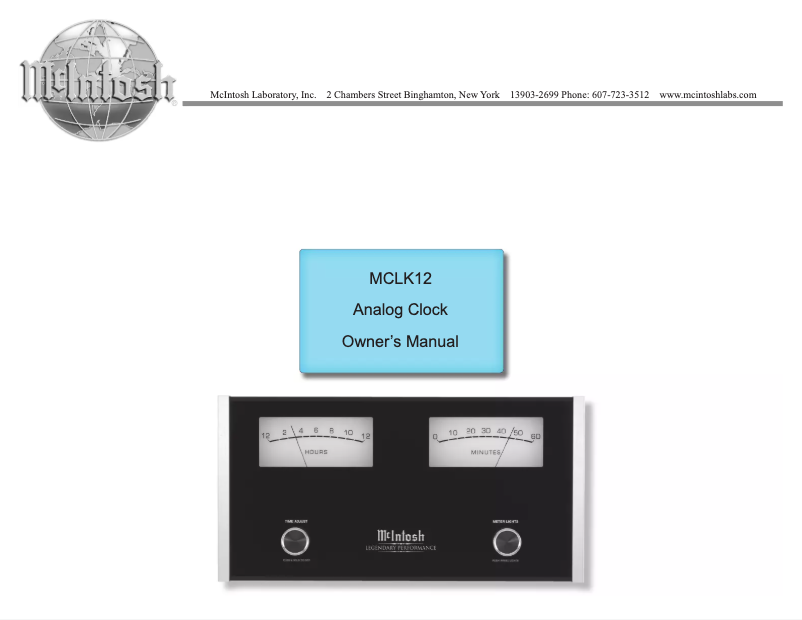 Page 1 de la notice Manuel utilisateur McIntosh MCLK12