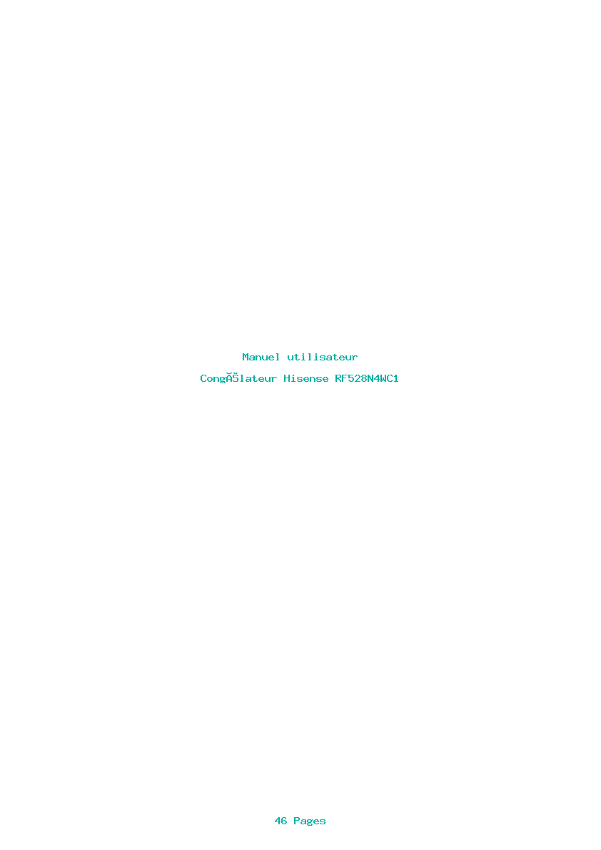 Page 1 de la notice Manuel utilisateur Hisense RF528N4WC1