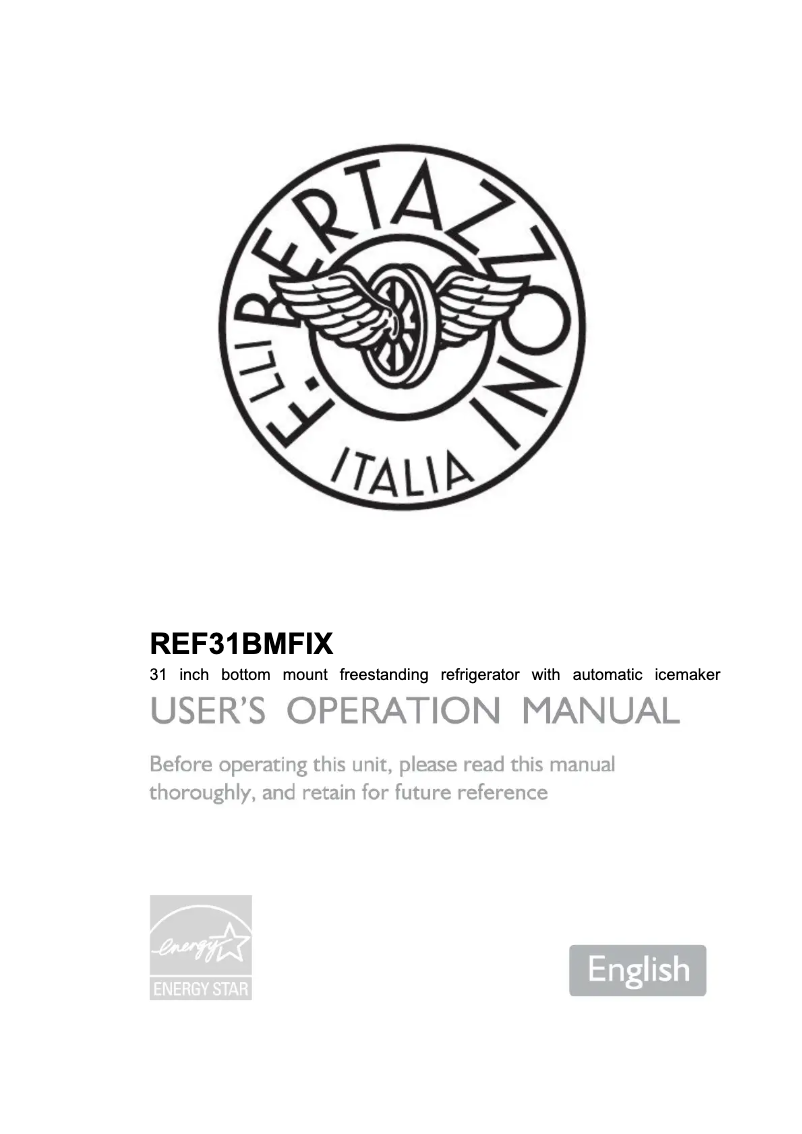 Page 1 de la notice Guide d'installation Bertazzoni REF31BMFIX