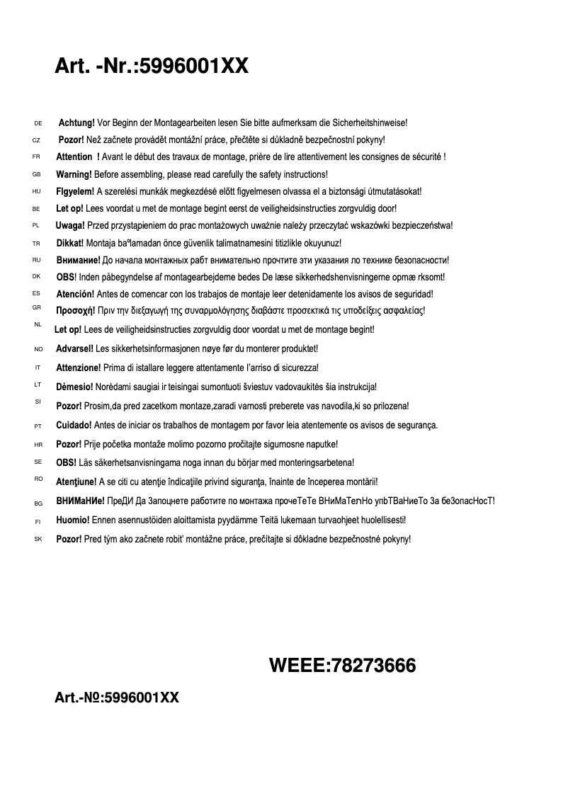 Page 1 de la notice Manuel utilisateur Trio Lighting Mats 599600119