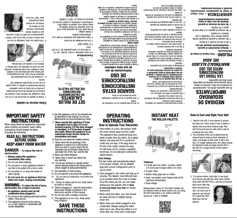 Página 1 del manual Manual de usuario Conair HS79CR