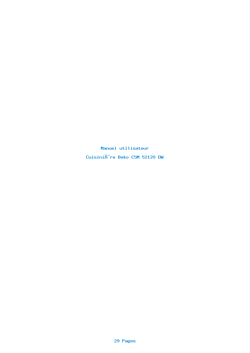 Page 1 de la notice Manuel utilisateur Beko CSM 52120 DW