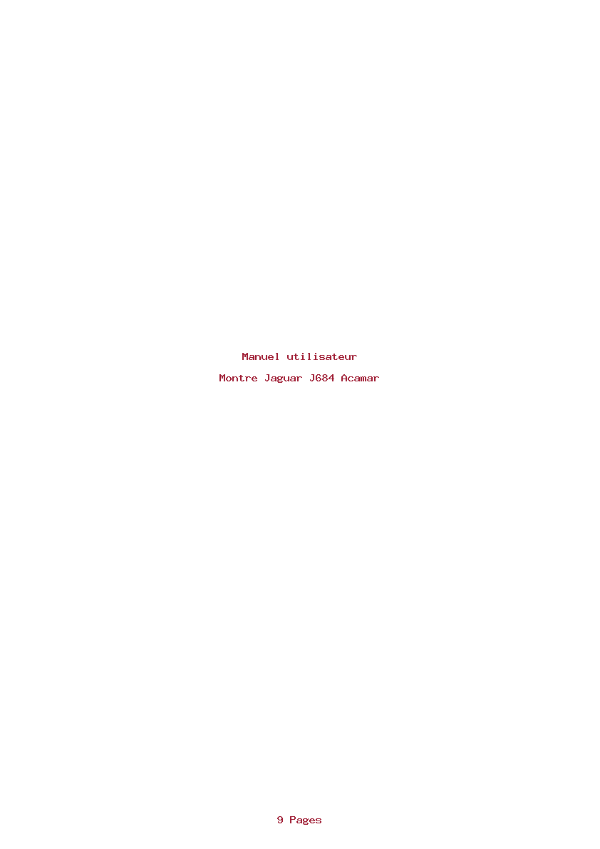 Page 1 de la notice Manuel utilisateur Jaguar J684 Acamar