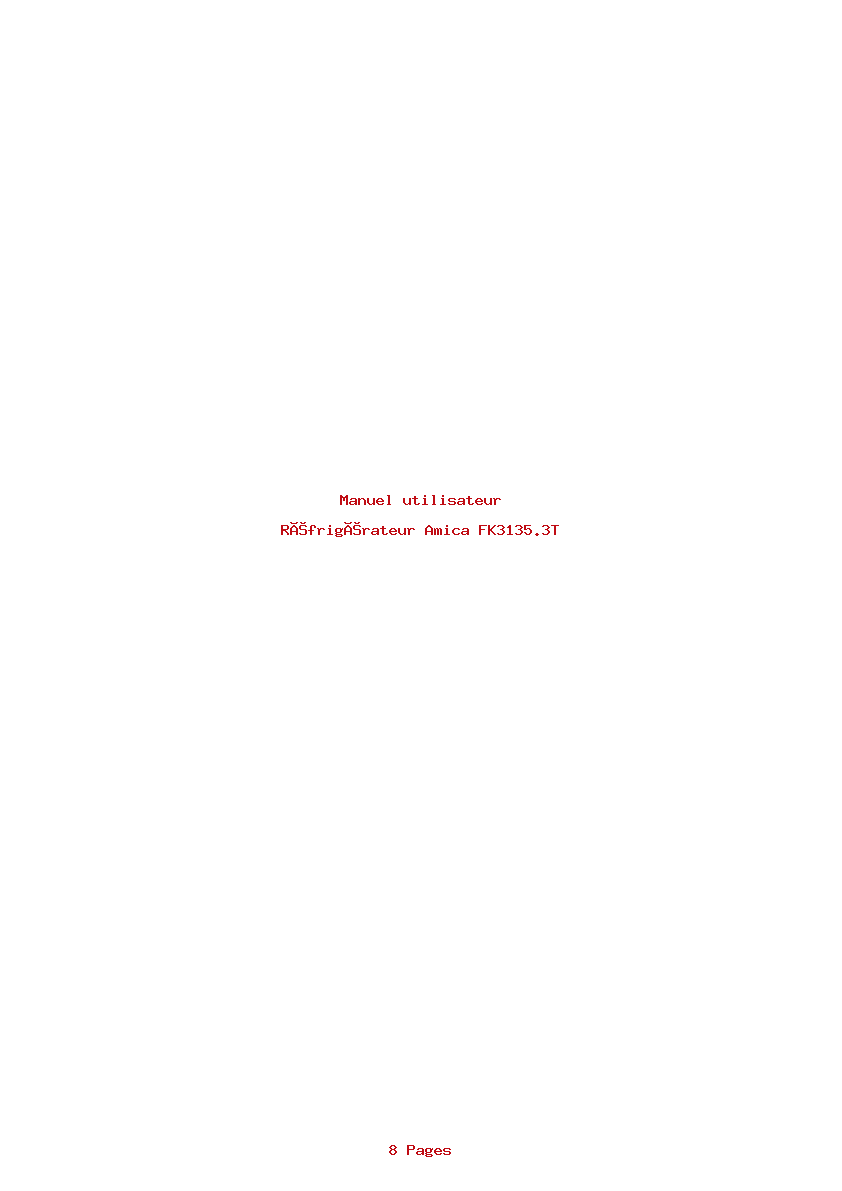 Page 1 de la notice Manuel utilisateur Amica FK3135.3T
