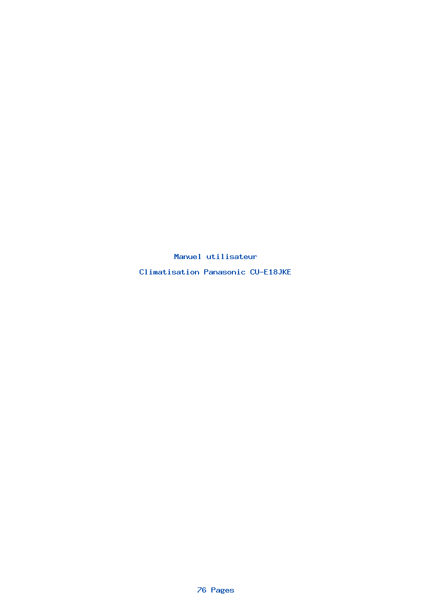 Page 1 de la notice Manuel utilisateur Panasonic CU-E18JKE