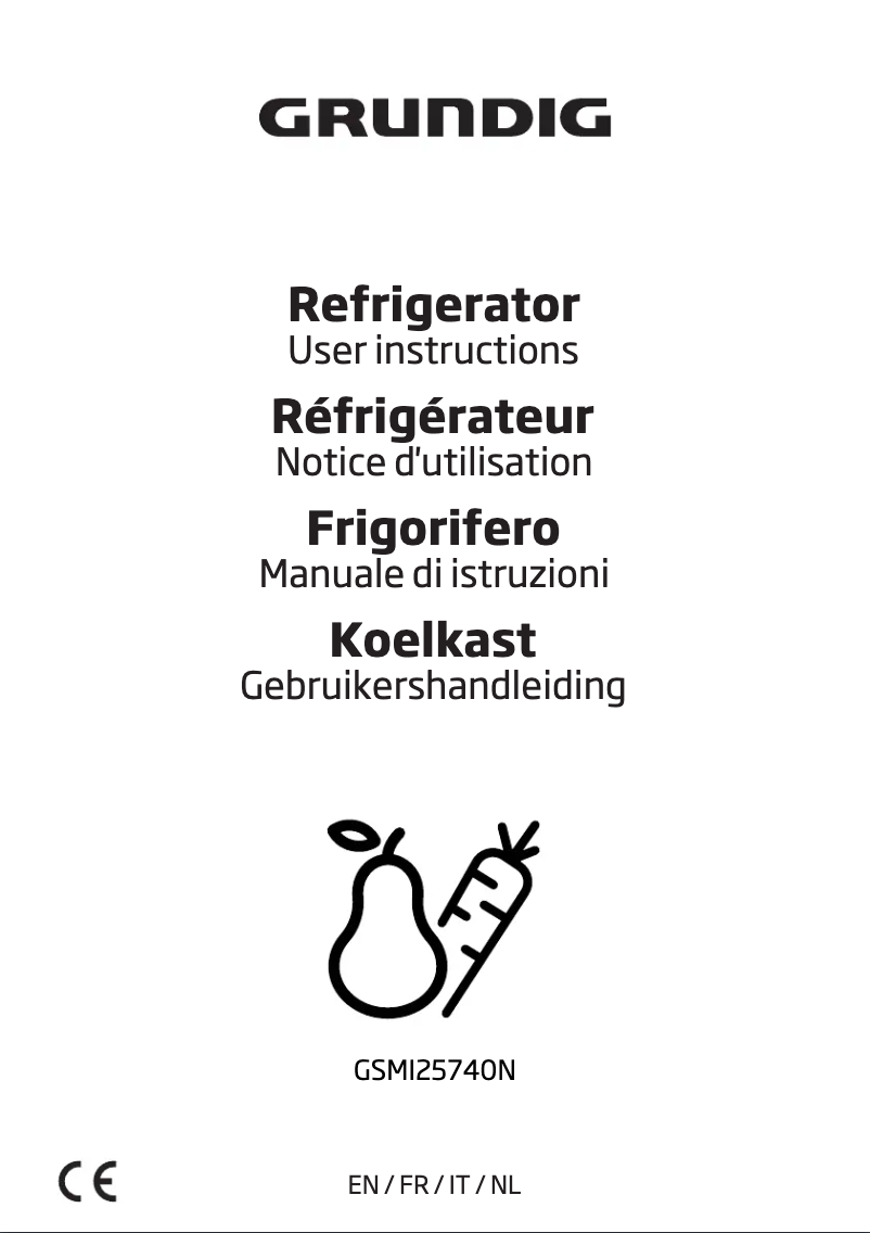 Page 1 de la notice Manuel utilisateur Grundig GSMI25740N