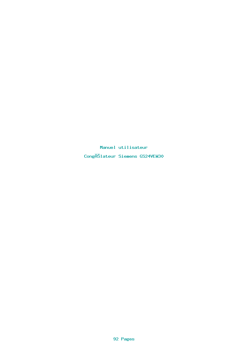 Page 1 de la notice Manuel utilisateur Siemens GS24VEW30
