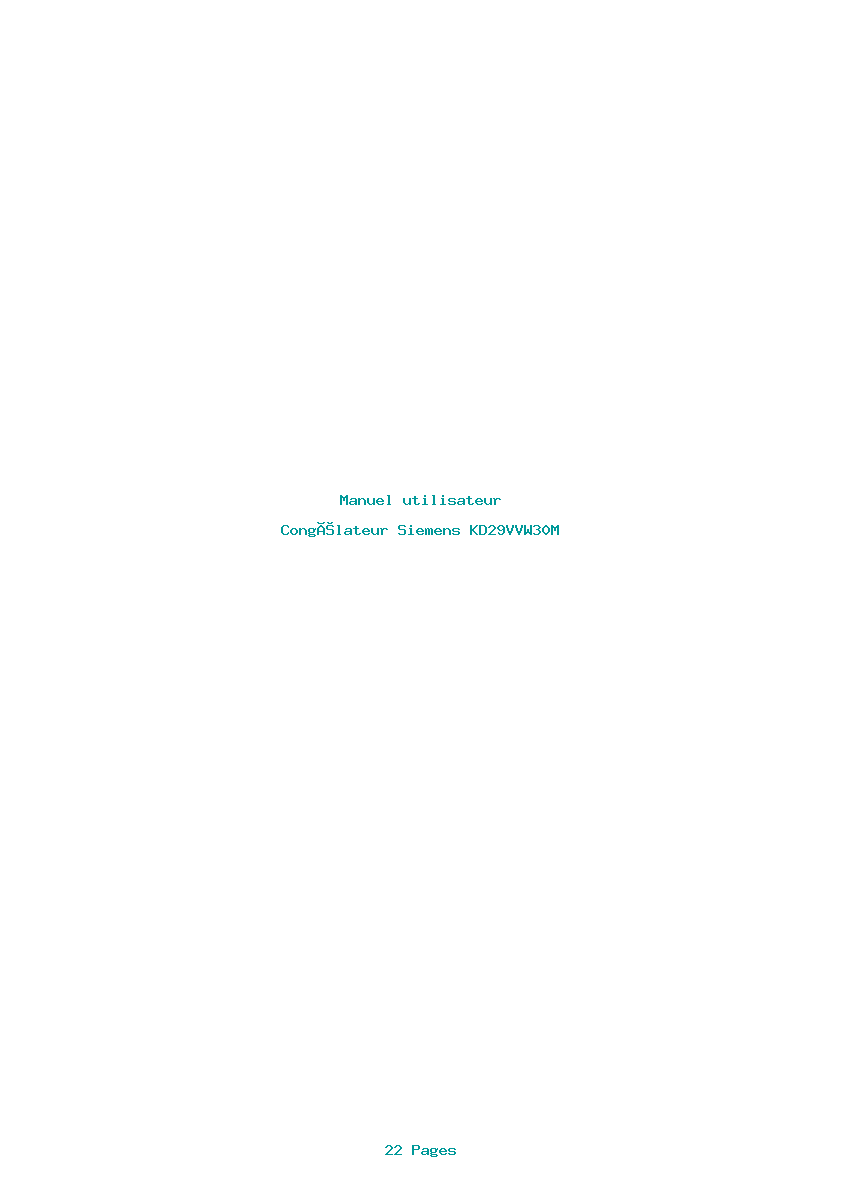 Page 1 de la notice Manuel utilisateur Siemens KD29VVW30M
