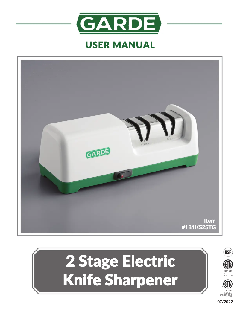 Page 1 de la notice Manuel utilisateur GARDE 181KS2STG