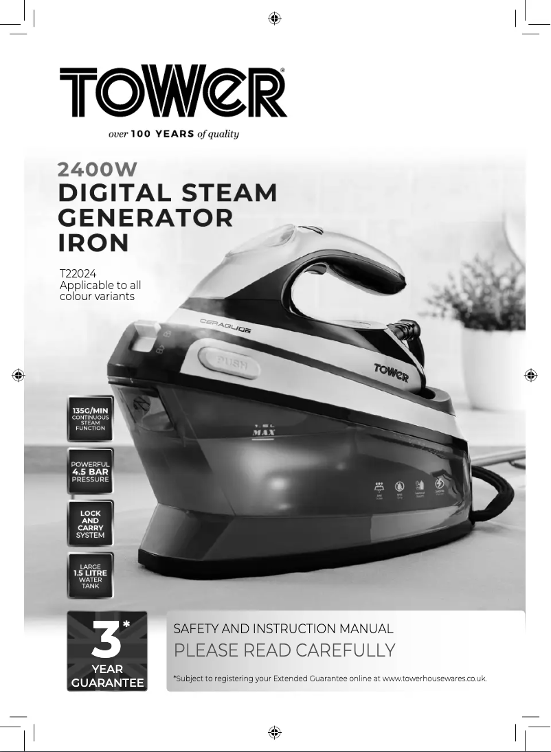 Page 1 de la notice Manuel utilisateur Tower CeraGlide T22024