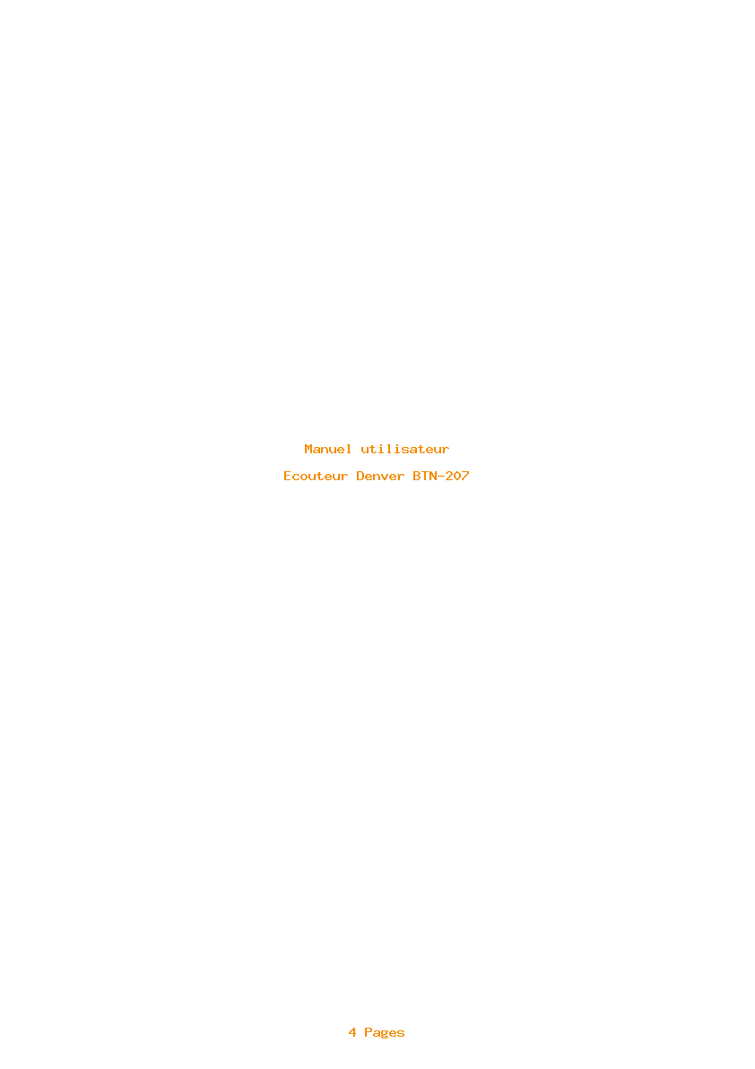 Page 1 de la notice Manuel utilisateur Denver BTN-207