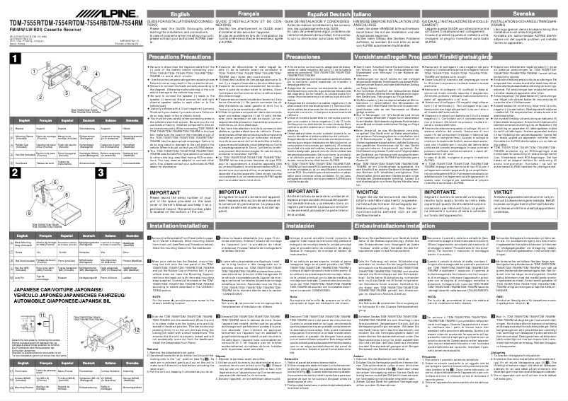 Page 1 of the manual User Manual Alpine TDM-7554