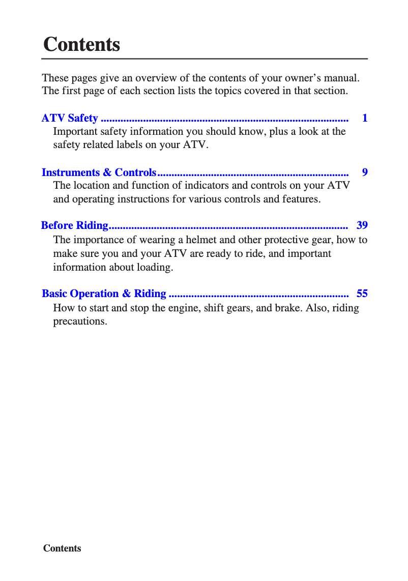 Page 1 de la notice Manuel utilisateur Honda FourTrax Rancher TRX420 (2010)