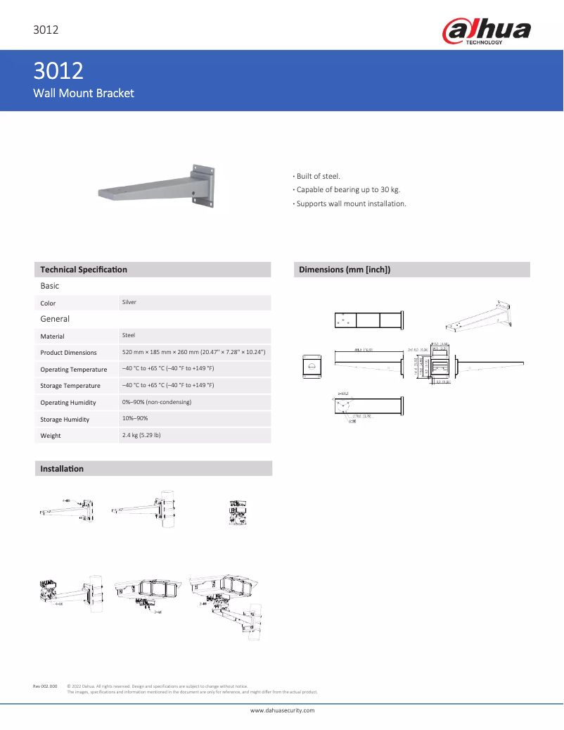 Page 1 of the manual User Manual Dahua Technology 3012