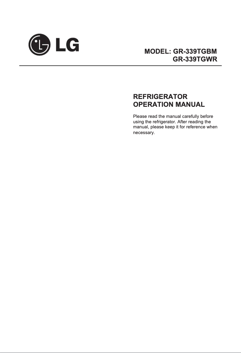 Page 1 de la notice Manuel utilisateur LG GR-339TGWR