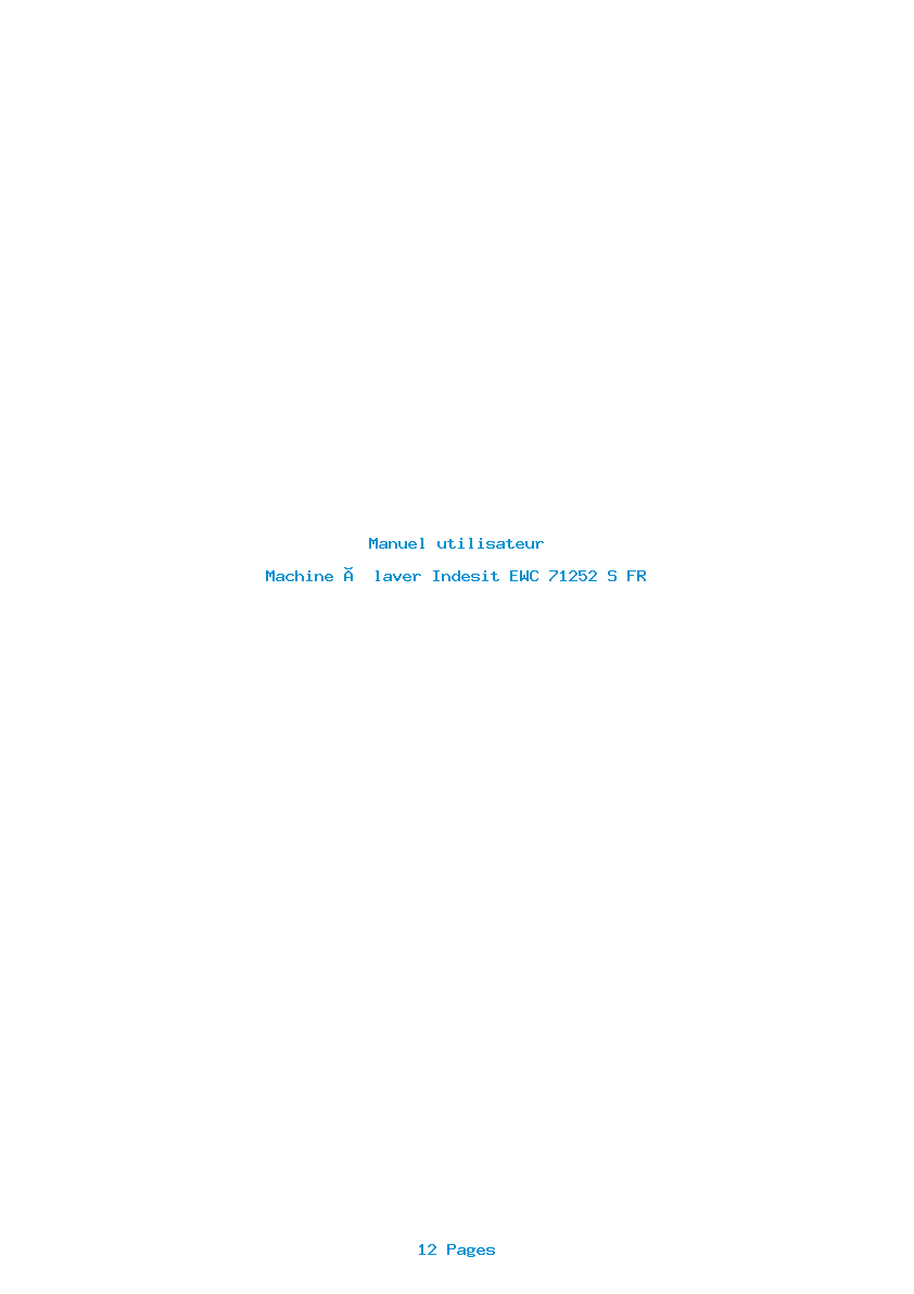Page 1 de la notice Manuel utilisateur Indesit EWC 71252 S FR
