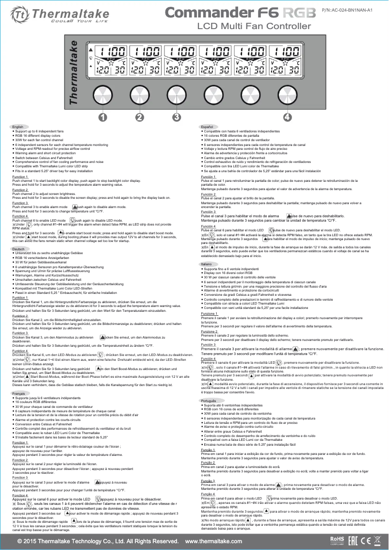 Página 1 del manual Manual de usuario Thermaltake Commander F6 RGB