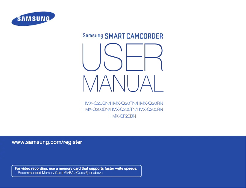Page 1 de la notice Manuel utilisateur Samsung HMX-Q20RN