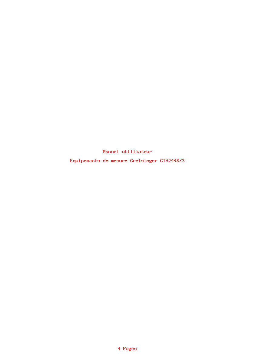 Page 1 de la notice Manuel utilisateur Greisinger GTH2448/3