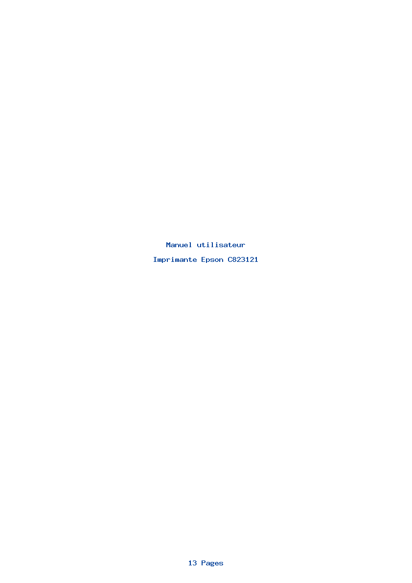 Page 1 de la notice Manuel utilisateur Epson C823121