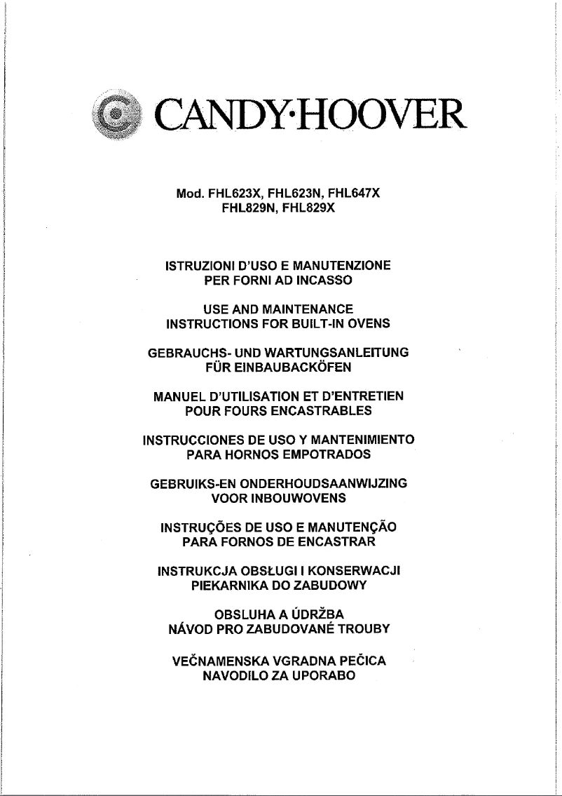 Page 1 of the manual User Manual Candy FHL 623 X