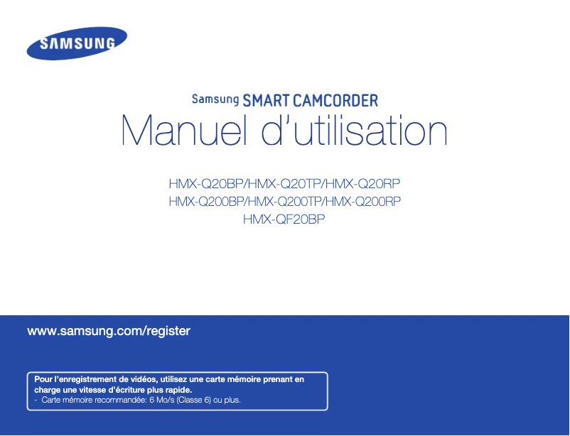 Page 1 of the manual User Manual Samsung HMX-Q20RP