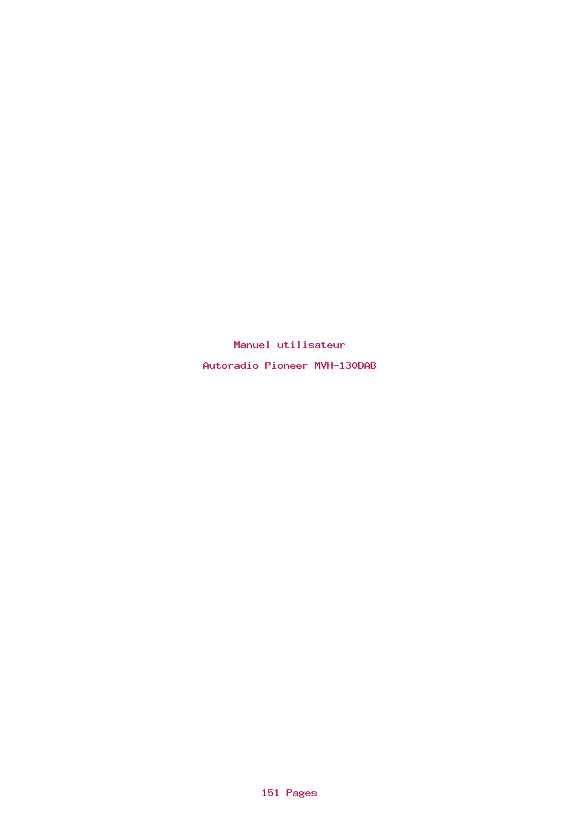 Page 1 de la notice Manuel utilisateur Pioneer MVH-130DAB
