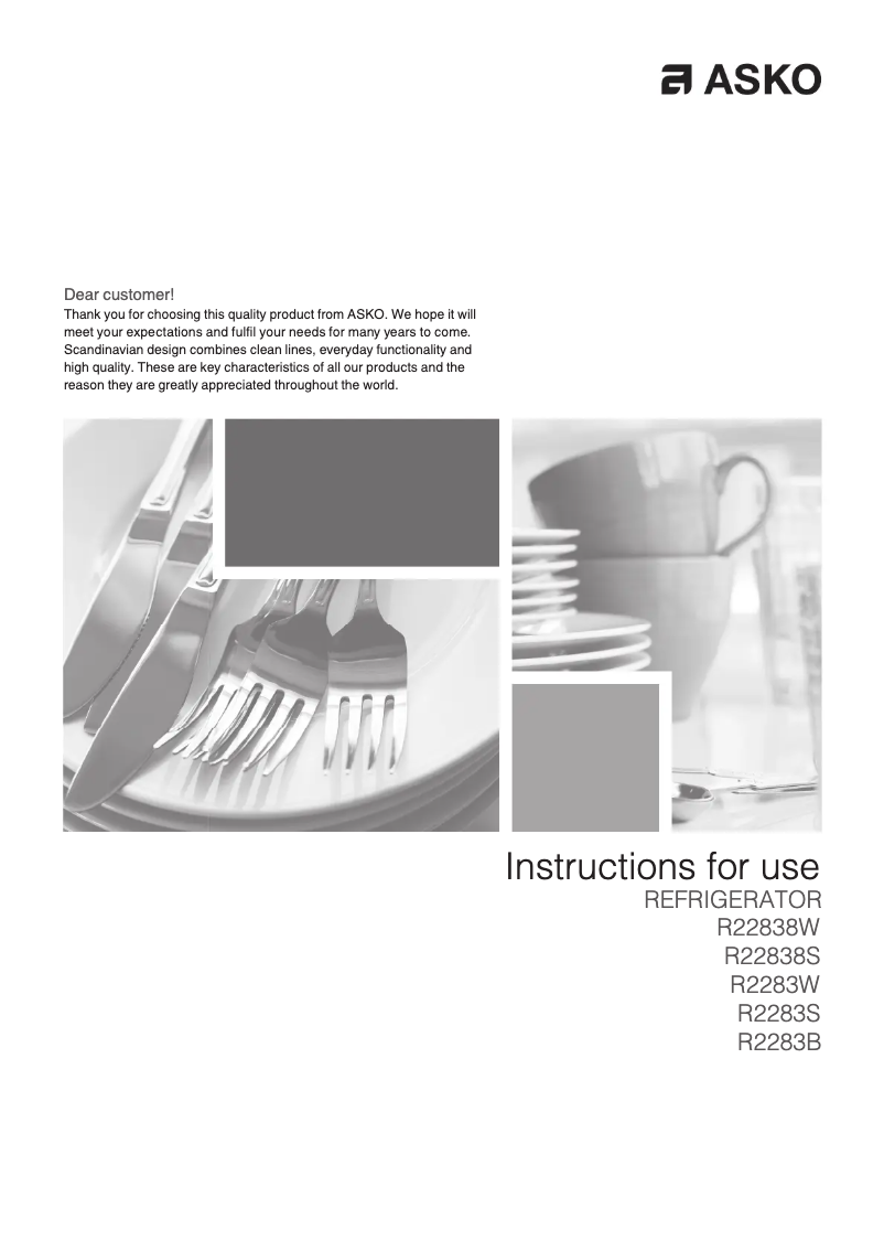 Page 1 of the manual User Manual Asko R2283S